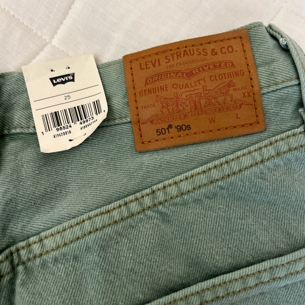 Levis Premium 501 90’s Cutoff Button-fly Shorts Women’s 25 Sage Green NWT - Picture 6 of 10